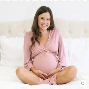 Caden lane SOLID MAUVE BAMBOO KNIT MATERNITY ROBE